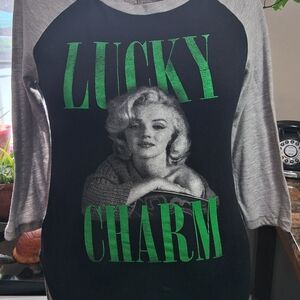 Marilyn Monroe Black and Gray 3/4 Sleeve Tee